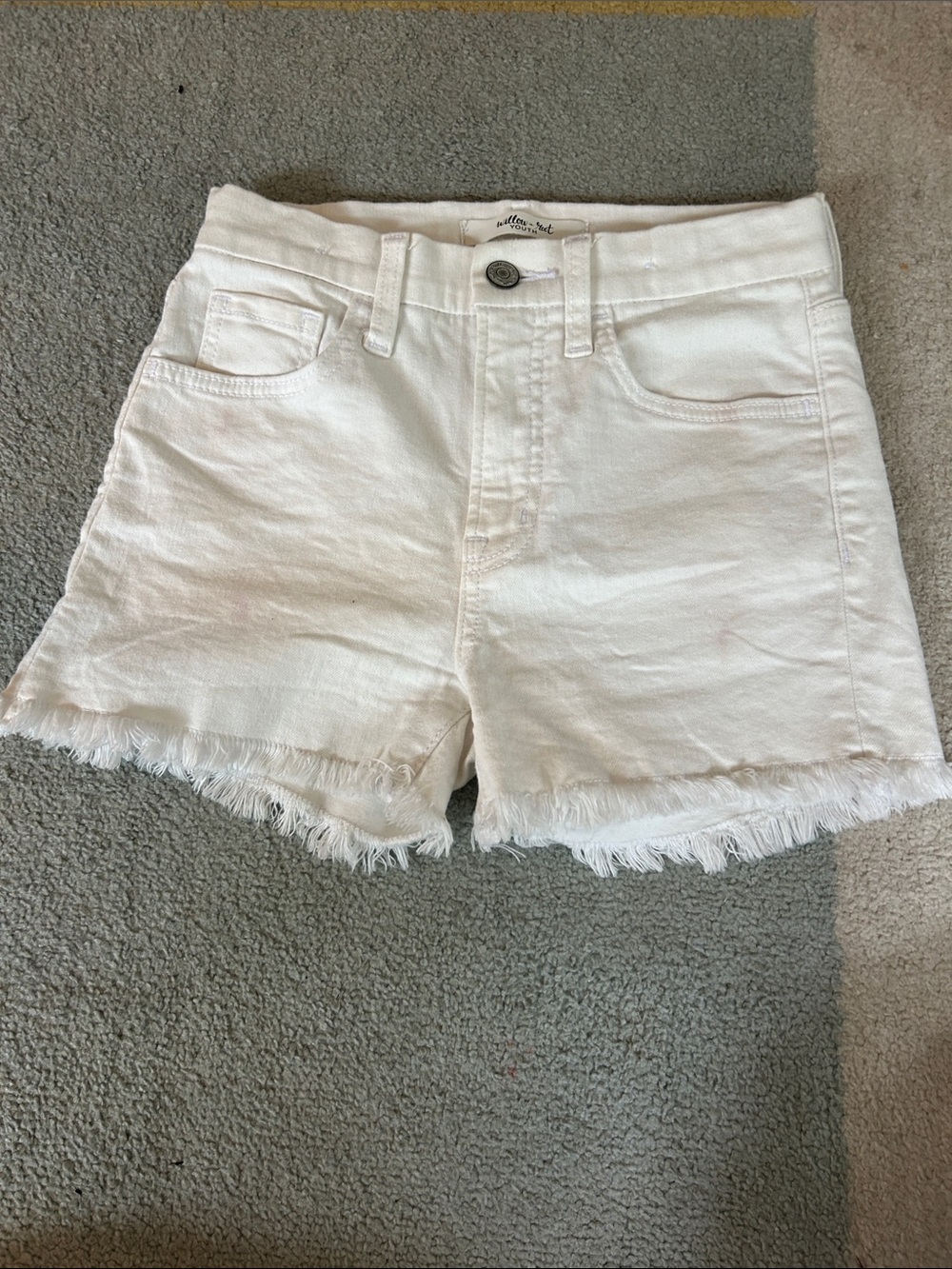 Willow & Root White Frayed Hem Youth Denim Shorts